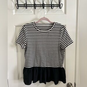Kate Spade Striped Flounce Tee, Medium